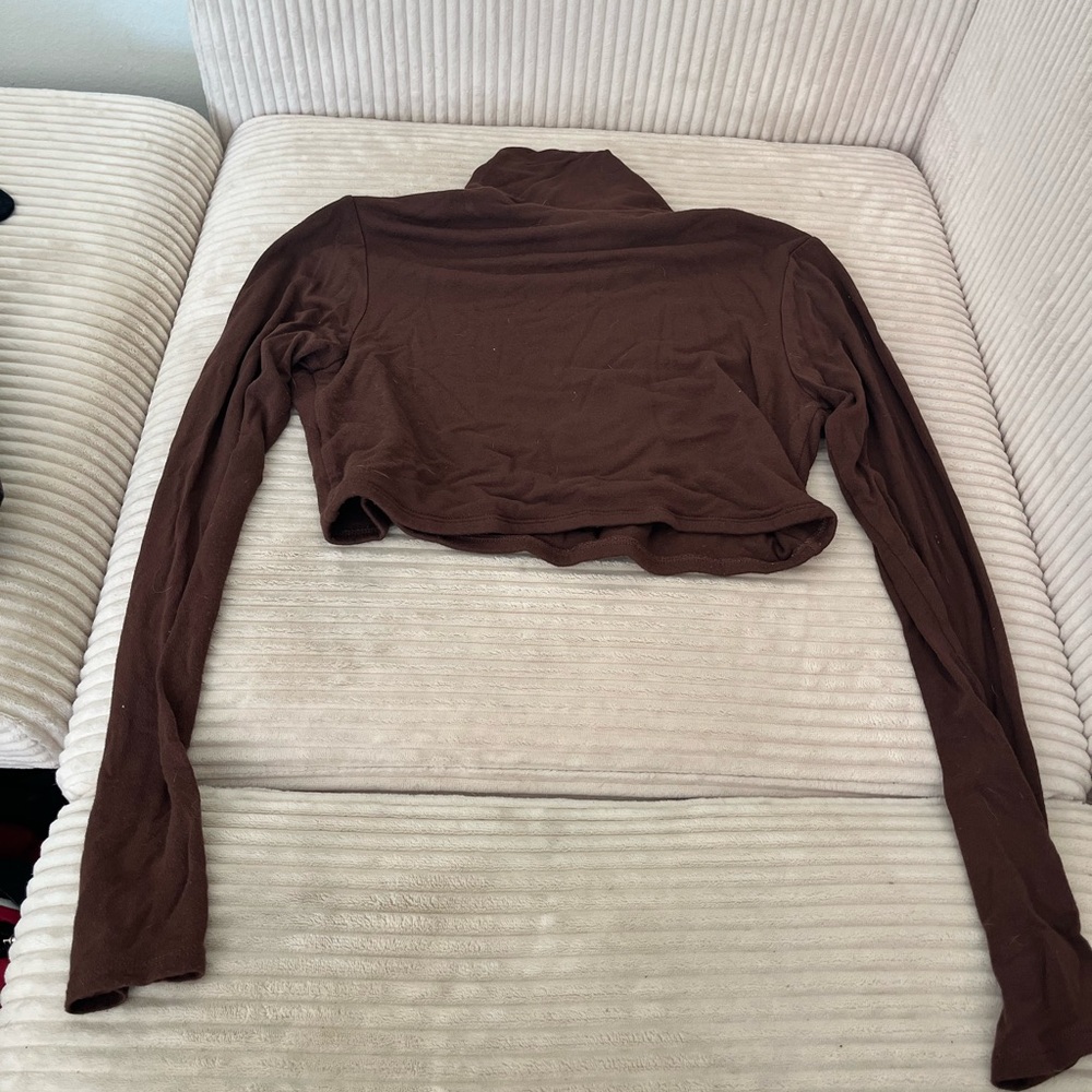 Naked Wardrobe Chocolate Long Sleeve Crop Top